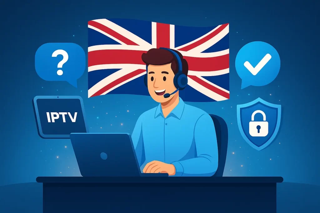 A young man setting up IPTV Smarters Player on Smart TV with iPTVisa in the United Kingdom