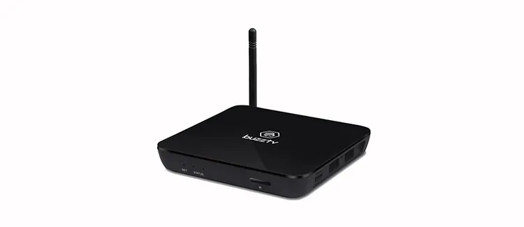 BuzzTV Android IPTV box with external antenna for strong wireless streaming