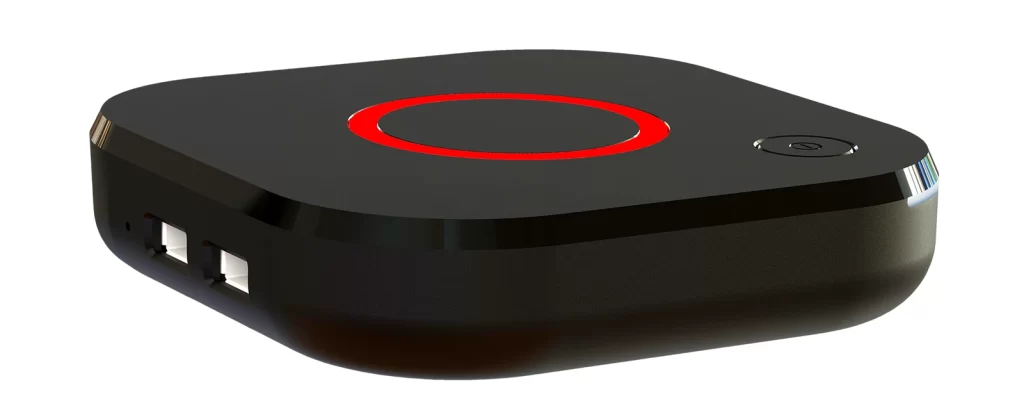 MAG324 Android IPTV box with dual USB ports and sleek design