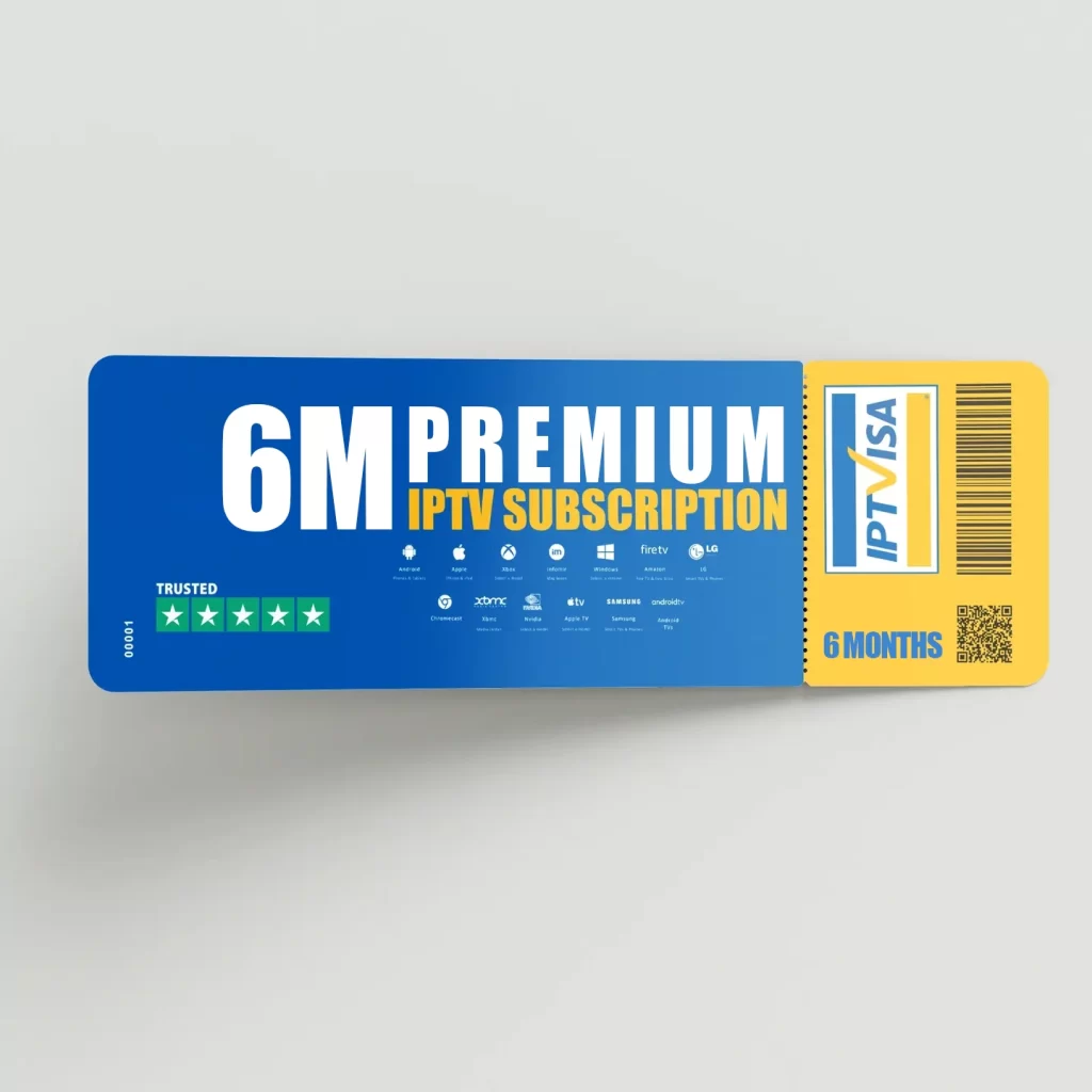 IPTV Subscription 6 Months premium ticket from IPTVisa, compatible with IPTV Smarters Pro and ideal for British IPTV and IPTV UK users.
